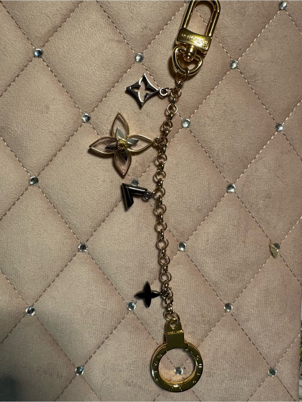 LV Gold-tone Keychain Charm with Fleur Motif